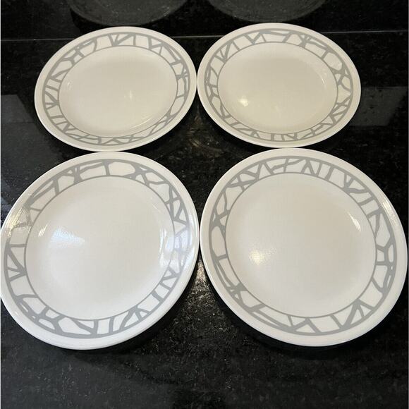 Corelle Grey Marble Lines Bread Dessert plates 6.25" Set of 4 - Picture 1 of 9
